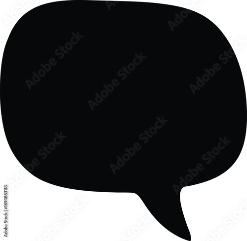 Simple black speech bubble or thought bubble with round edges shape