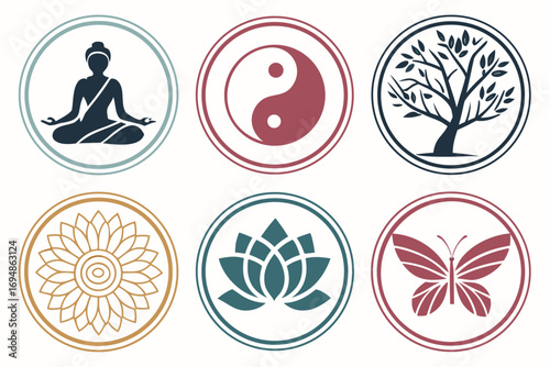 Vector art of collection of spiritual and wellness icons