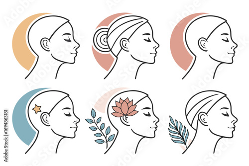 Vector art of collection of six wellness and beauty icons