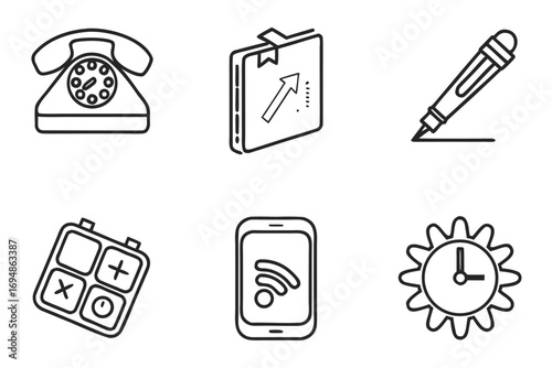 Vector art of collection of business icons in line style
