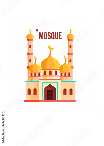 Muslim Mosque Flat Cartoon.ai