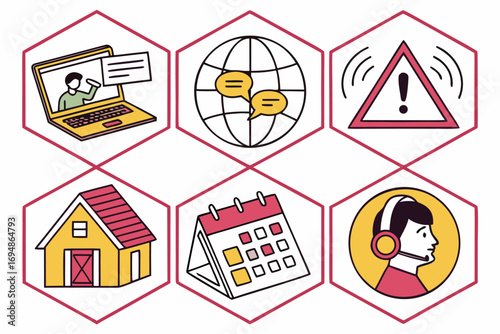 Vector art of online meeting and work from home vector icon set