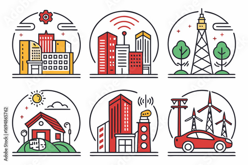 Vector art of smart city and internet of things vector icons