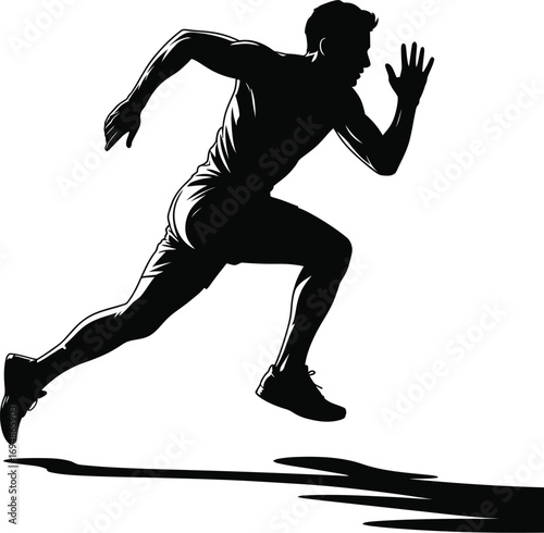 Silhouette runner in motion running athlete