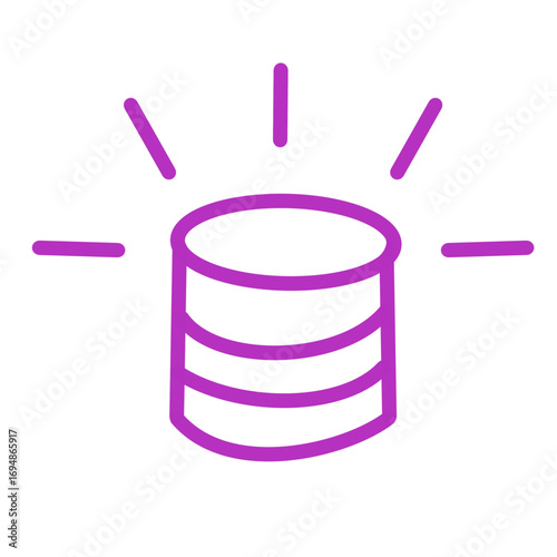 Vibrant purple abstract data cylinder icon symbolizing storage, information, and digital innovation