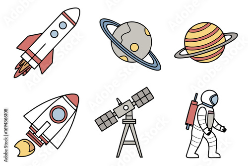 Vector art of astronomy and space exploration icons