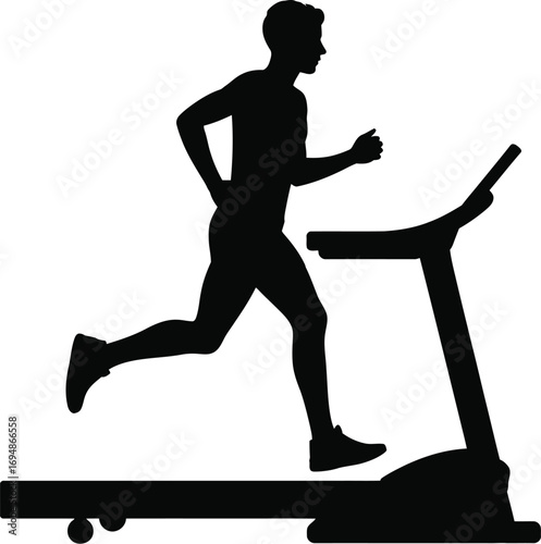 Silhouette man running on treadmill exercise