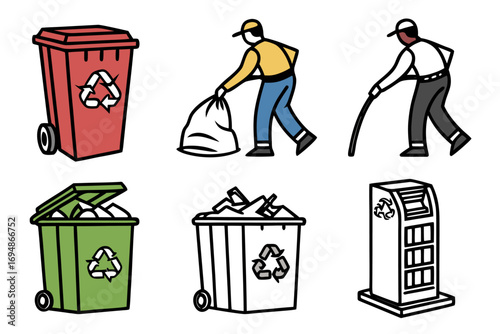 Vector art of collection of recycling and waste management vector icons