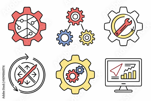 Vector art of devops and software development process icons