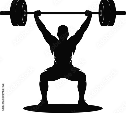 Muscular person lifting heavy barbell weightlifting