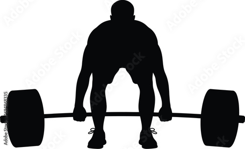 Muscular person lifting heavy barbell weightlifting
