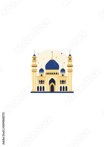 Golden islamic mosque exterior building landscape.ai