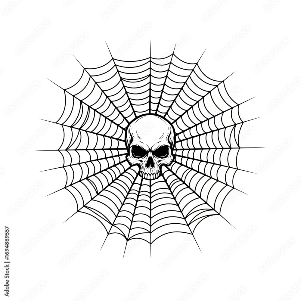 Obraz premium Skull and spiderweb illustration