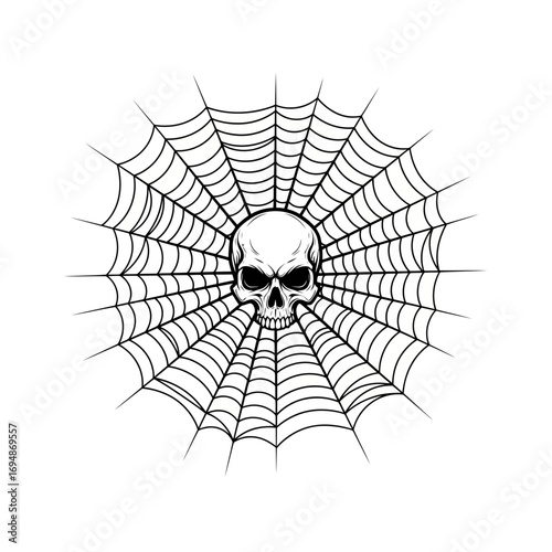 Skull and spiderweb illustration