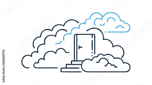 Cloud gate to heaven concept illustration for afterlife dream and spiritual journey design vector art