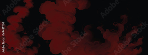 Thick smoke cloud in red tones creating spooky ominous cinematic backdrop