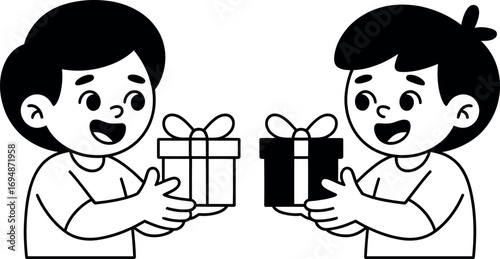 Simple vector outline of a houseplant in a pot design