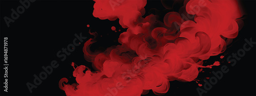 Dark textured atmosphere with swirling red smoke creating dramatic effect