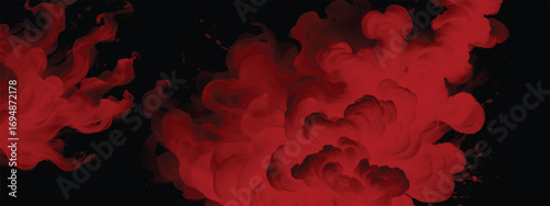 Cinematic background with crimson smoke rising in spooky abstract scene