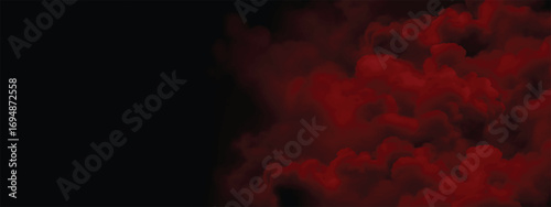 Swirling dense smoke in crimson tones creating ominous spooky atmosphere
