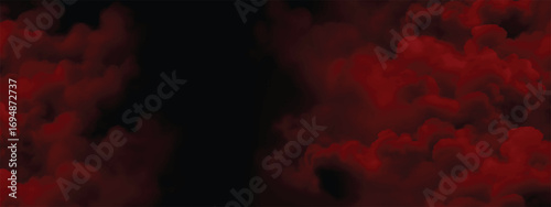 Abstract horror background with thick red fog floating in dark scene