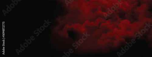 Dramatic gothic styled red smoke cloud filling cinematic mysterious backdrop
