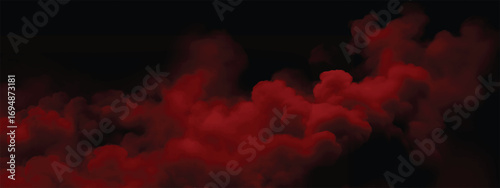 Thick crimson smoke swirling in mysterious dark atmosphere for dramatic effect