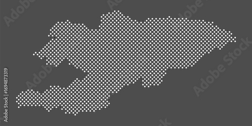 Kyrgyzstan map dot on gray background.  Dotted map Kyrgyz Republic. Vector eps 10.