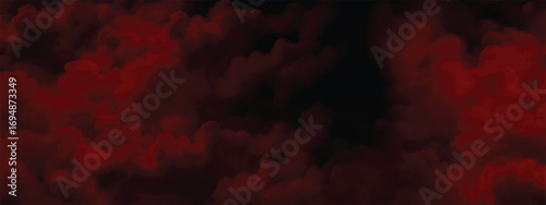 Ominous horror effect with thick crimson smoke covering entire background