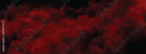 Swirling crimson mist cloud forming dramatic spooky horror styled scene