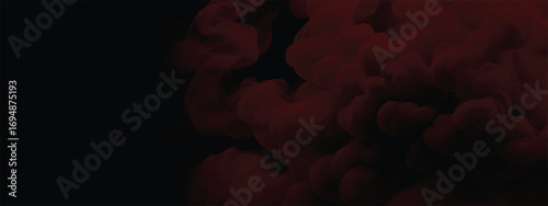 Spooky atmosphere with thick red smoke cloud covering dark scene