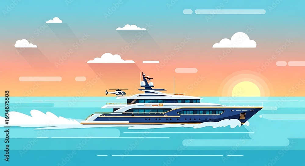 Fototapeta premium Luxury Yacht Sunset Cruise.