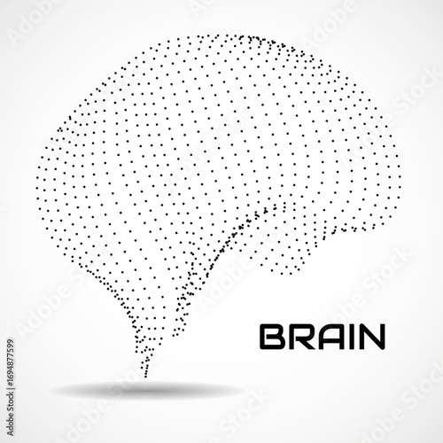 Abstract human brain of dotted. Vector illustration