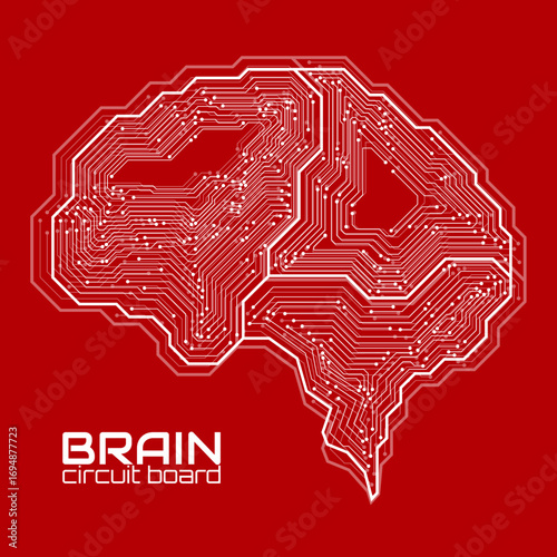Technological brain. Circuit board. Abstract vector logo. Vector illustration