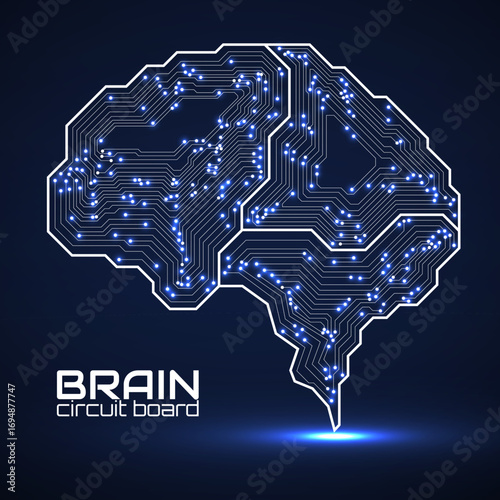 Technological brain. Circuit board. Abstract vector logo. Vector illustration