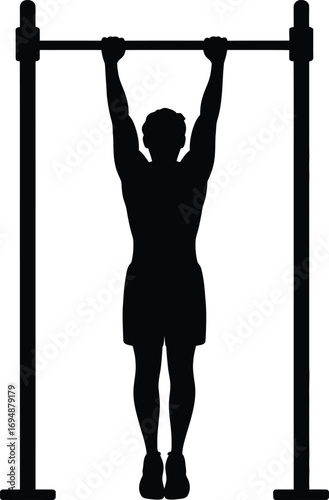 Man hanging on pull up bar exercise fitness