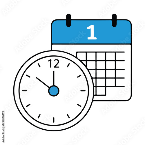 Calendar and clock icons representing time management and scheduling concepts