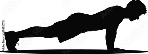 Silhouette of man doing pushups exercise fitness