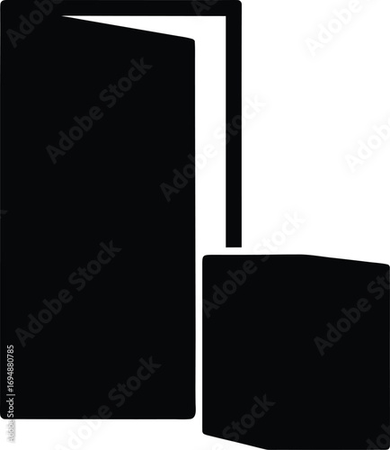 Conceptual Black Doorway with a Box Symbolizing Opportunity and New Beginnings