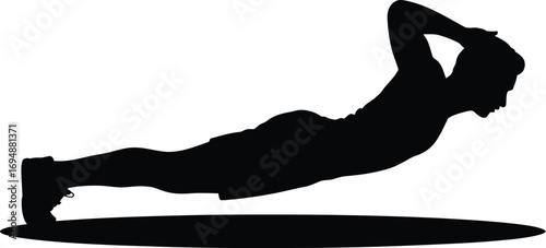 Man performing abdominal exercise silhouette fitness