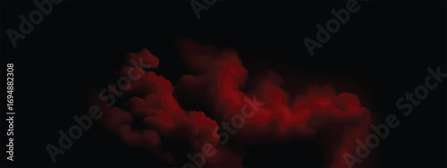 Red smoke haze effect blending with ominous cinematic dark backdrop