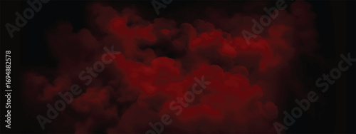 Dark background with swirling red vapor cloud in horror abstract design