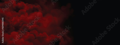 Red haze and fog drifting in spooky eerie dark space atmosphere