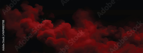 Mysterious atmosphere with swirling red fog cloud in dark backdrop