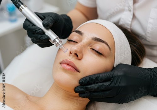 Woman receiving cosmetic procedure for skin rejuvenation