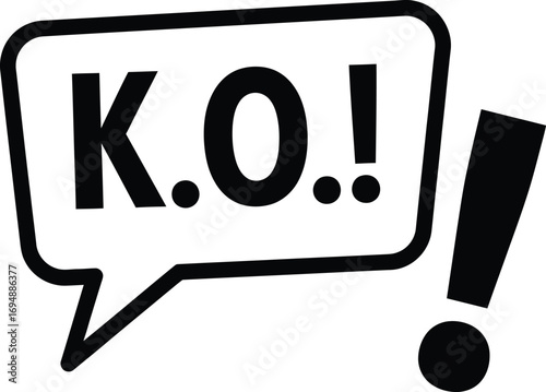 Bold graphic with "K.O.!" text in a speech bubble, signifying knockout or victory.