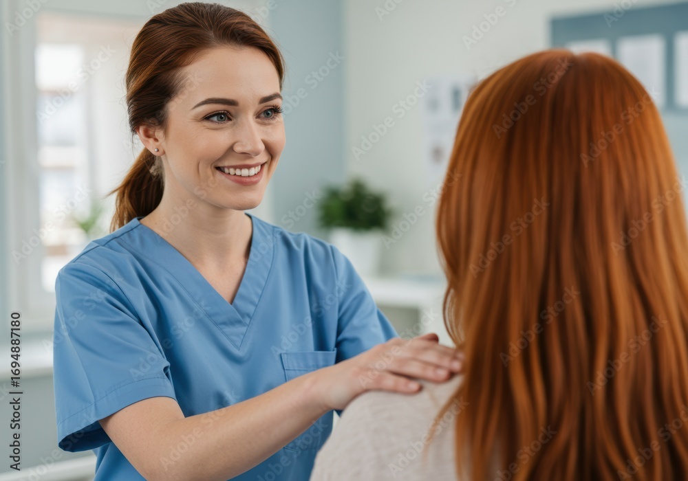 Obraz premium Friendly Nurse Comforting a Patient