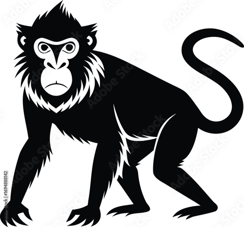 Stylized Monkey Illustration Black and White Graphic Design Simple but Striking