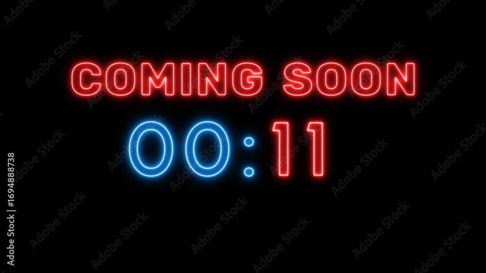 Obraz premium 11 second countdown timer. Neon timer number 11 illustration.