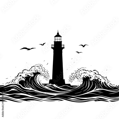 lighthouse silhouette vector illustration